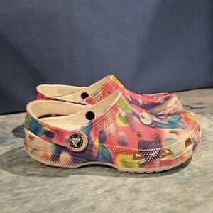 Crocs Classic Tie Dye Clogs M2 W4 Teen Womens Comfort Shoes‎ Colorful